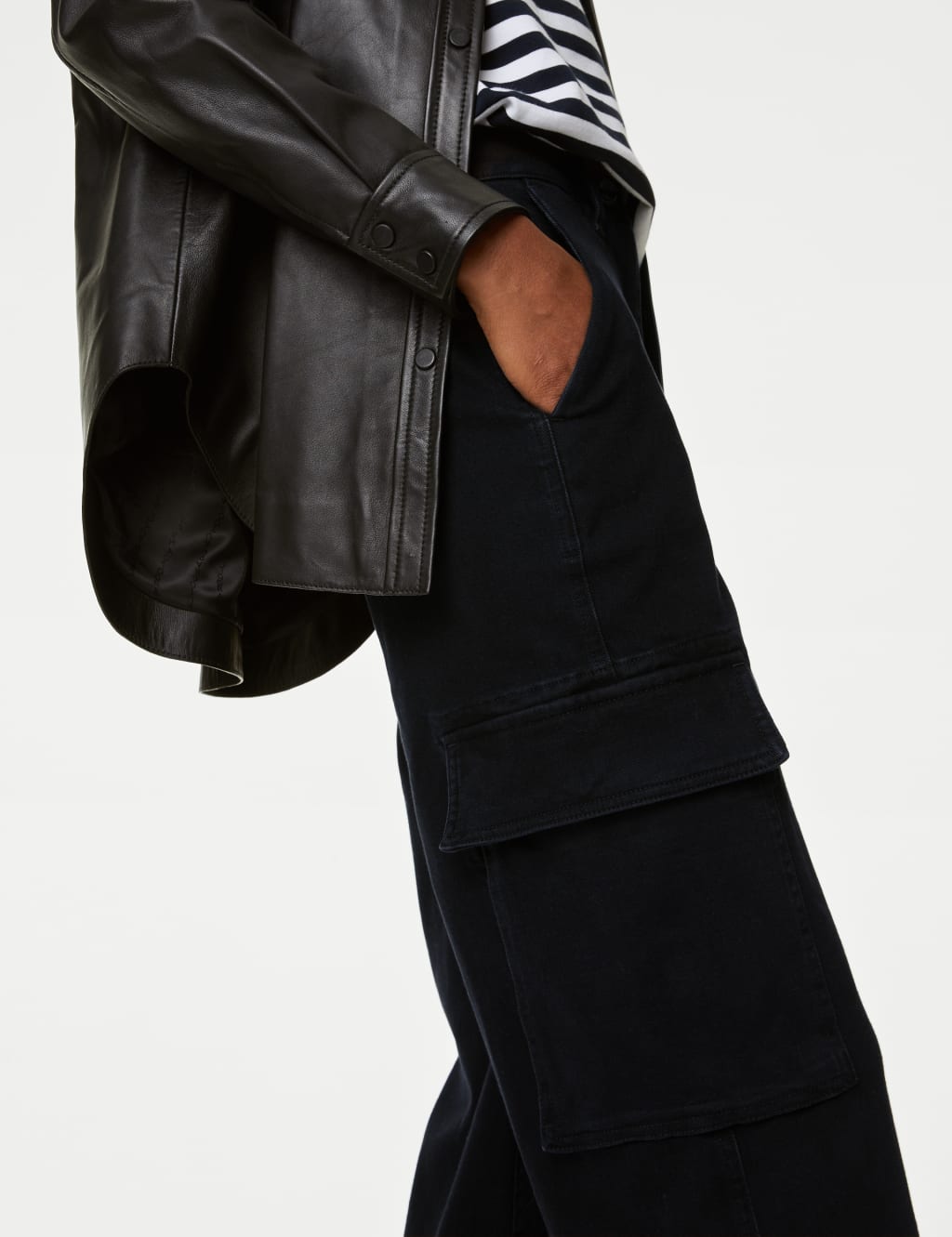Italian Denim Cargo Straight Leg Jeans image 3