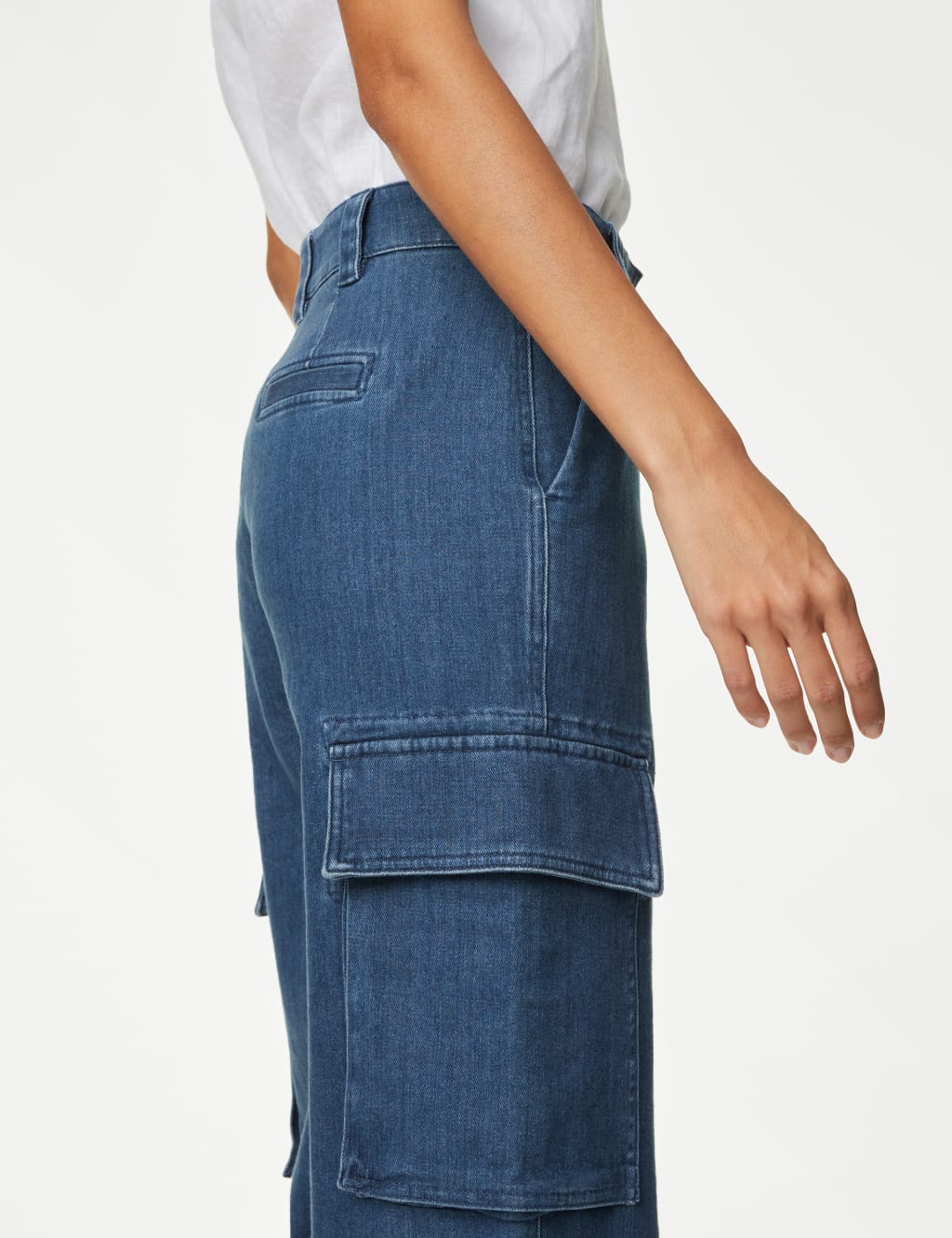 Italian Denim Cargo Straight Leg Trousers image 2