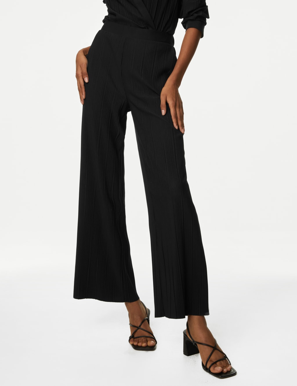 Jersey Plisse Wide Leg Trousers image 4