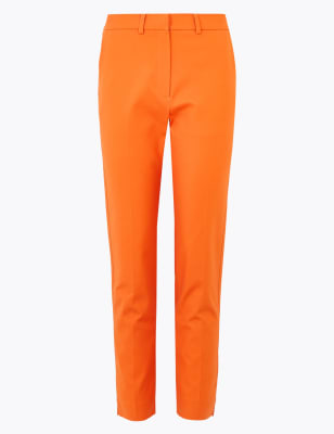 Enkellange broek van katoen met slanke pasvorm