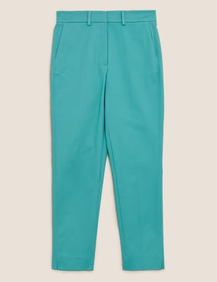 blue ankle grazer trousers