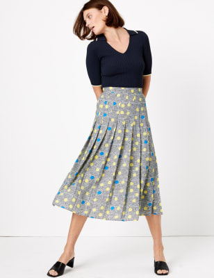Midi-plooirok met geometrisch motief