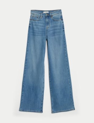 Lyocell™ Blend High Waisted Wide Leg Jeans