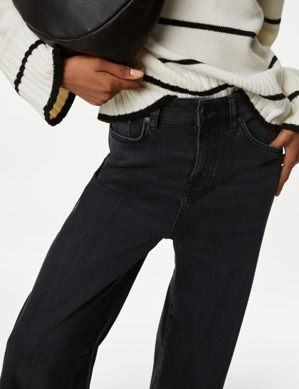 High Waisted Wide Leg Cropped Jeans image 3
