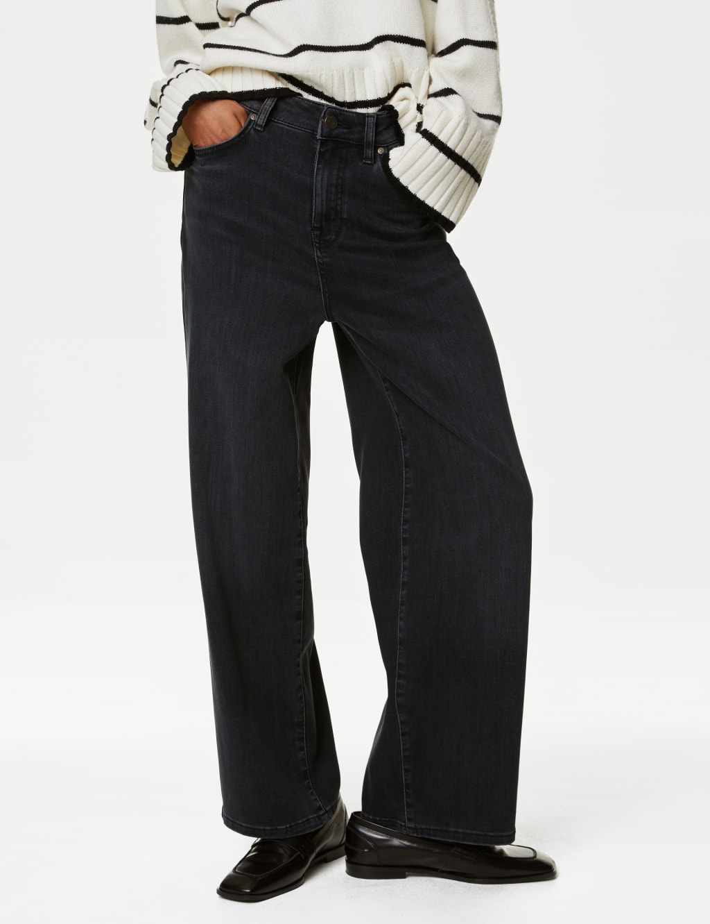 High Waisted Wide Leg Cropped Jeans image 4