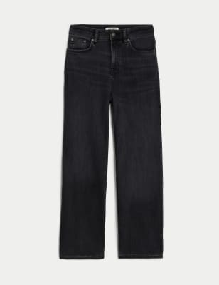 High Waisted Wide Leg Cropped Jeans