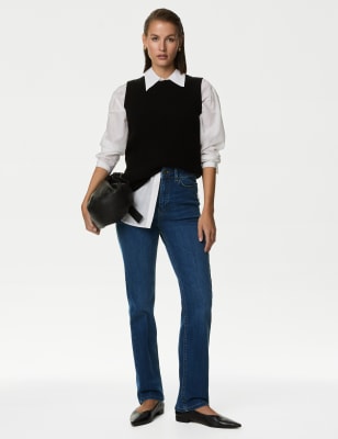 Lyocell™ Blend High Waisted Straight Leg Jeans - AL