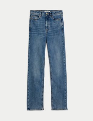 Lyocell™ Blend High Waisted Straight Leg Jeans