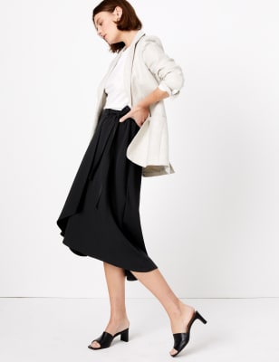 Midi-wikkelrok van jersey met zijstrik