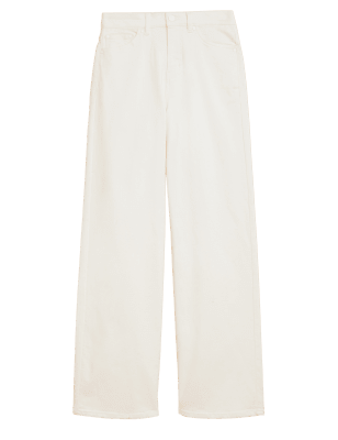 

Womens Autograph Luxury High Waisted Wide Leg Jeans - Soft White, Soft White