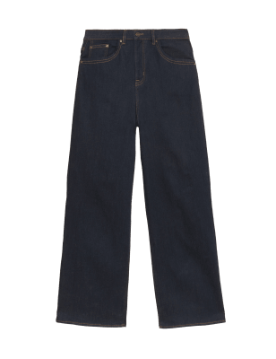 

Womens Autograph Luxuriöse Jeans mit hohem Bund und weitem Bein - Dark Indigo, Dark Indigo