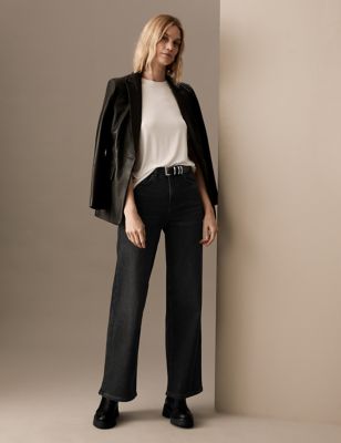 

Womens Autograph Luxury High Waisted Wide Leg Jeans - Dark Grey, Dark Grey