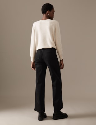 Luxe jeans met hoge taille en wijde pijpen