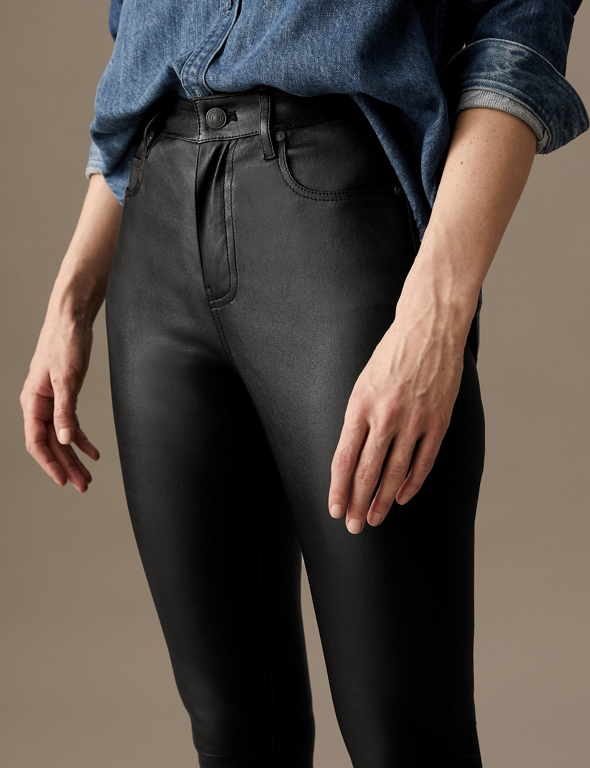 Leather High Waisted Skinny Jeans