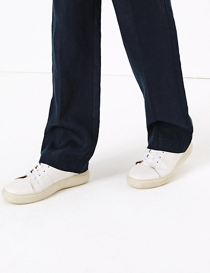 Pure Irish Linen Straight Leg Trousers