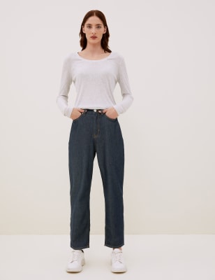 

Womens Autograph Tencel™ Blend High Waisted Balloon Leg Jeans - Dark Indigo, Dark Indigo