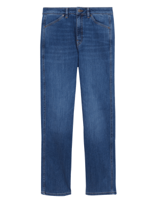 

Womens Autograph Hoch geschnittene Jeans mit geradem Bein - Medium Indigo, Medium Indigo