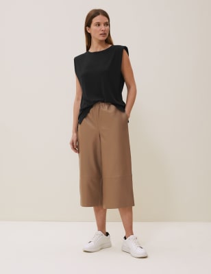  Jupe-culotte en cuir - Camel