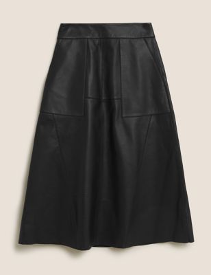 Leather Midi A-Line Skirt | Autograph | M&S