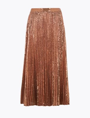 Metallic pleated outlet skirt m&s