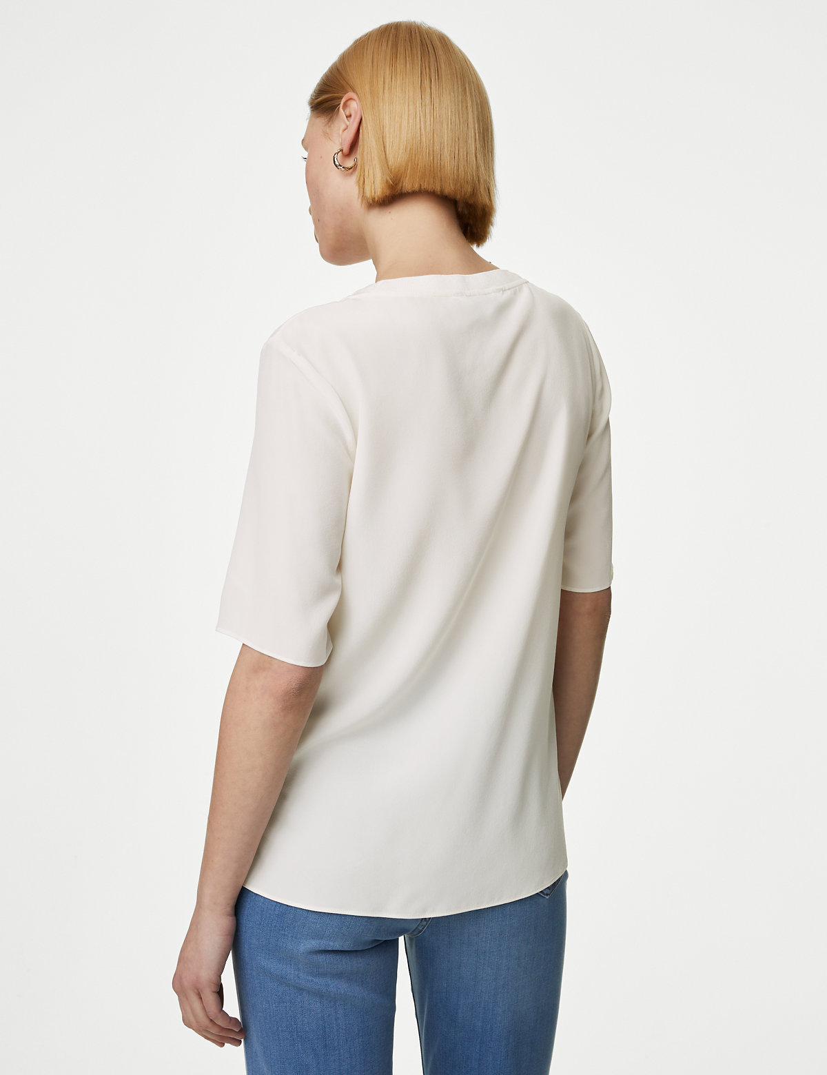 Pure Silk Relaxed Short Sleeve Top