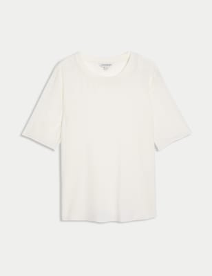 

Womens Autograph Pure Silk Relaxed Short Sleeve Top - Ivory, Ivory