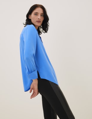 

Womens Autograph Pure Silk Long Sleeve Shirt - Rich Blue, Rich Blue