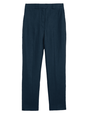 

Womens Autograph Pure Irish Linen Pleat Front Trousers - Navy, Navy