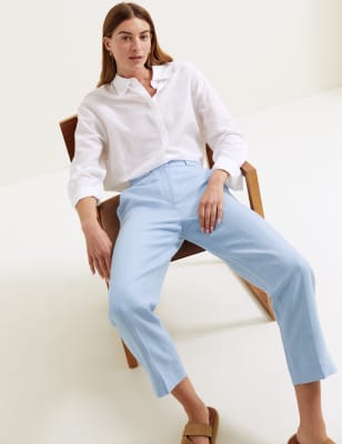 

Womens Autograph Bundfaltenhose aus reinem irischem Leinen - Chambray, Chambray