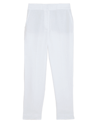 

Womens Autograph Pure Irish Linen Pleat Front Trousers - White, White