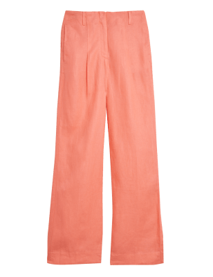 

Womens Autograph Hose aus reinem irischem Leinen mit weitem Bein - Bright Coral, Bright Coral