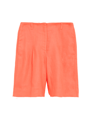 

Womens Autograph Hoch geschnittene Shorts aus reinem irischen Leinen - Bright Coral, Bright Coral