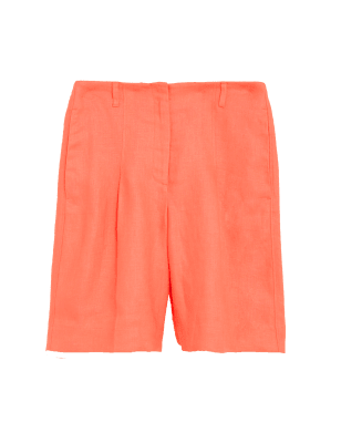 

Womens Autograph Pure Irish Linen High Waisted Shorts - Bright Coral, Bright Coral