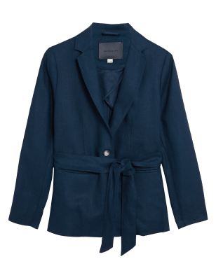 

Womens Autograph Pure Irish Linen Belted Short Jacket - Navy, Navy