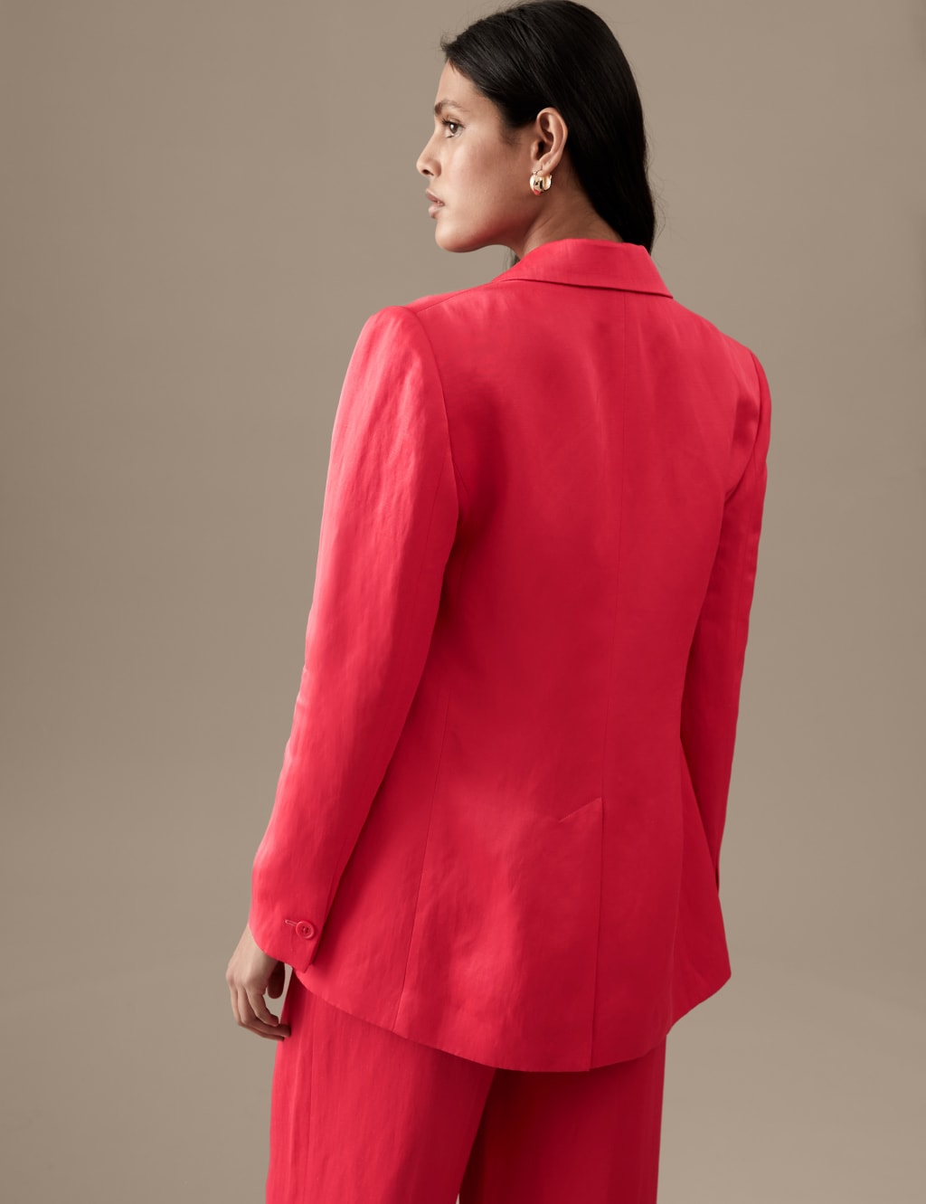 Linen Blend Tailored Single Breasted Blazer image 4