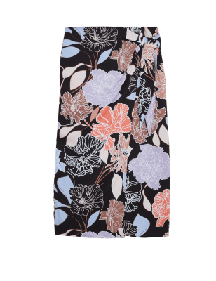 

Womens Autograph Floral Midi Wrap Skirt - Black Mix, Black Mix