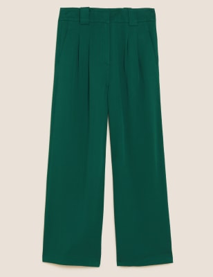 

Womens Autograph Pure Tencel™ Pleated Wide Leg Trousers - Bottle Green, Bottle Green