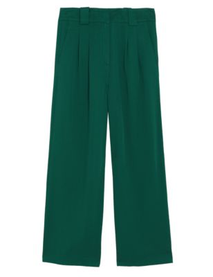 M&S Autograph Womens Pure Tencel  Pleated Wide Leg Trousers