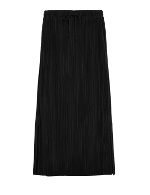 

Womens Autograph Jersey Plisse Midaxi Straight Skirt - Black, Black