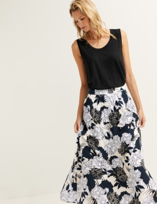 Cupro Rich Floral Maxi Slip Skirt