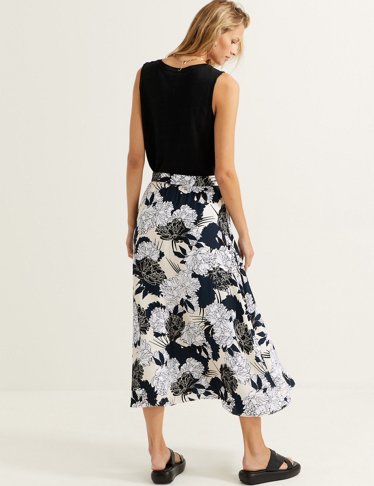 Cupro Rich Floral Maxi Slip Skirt