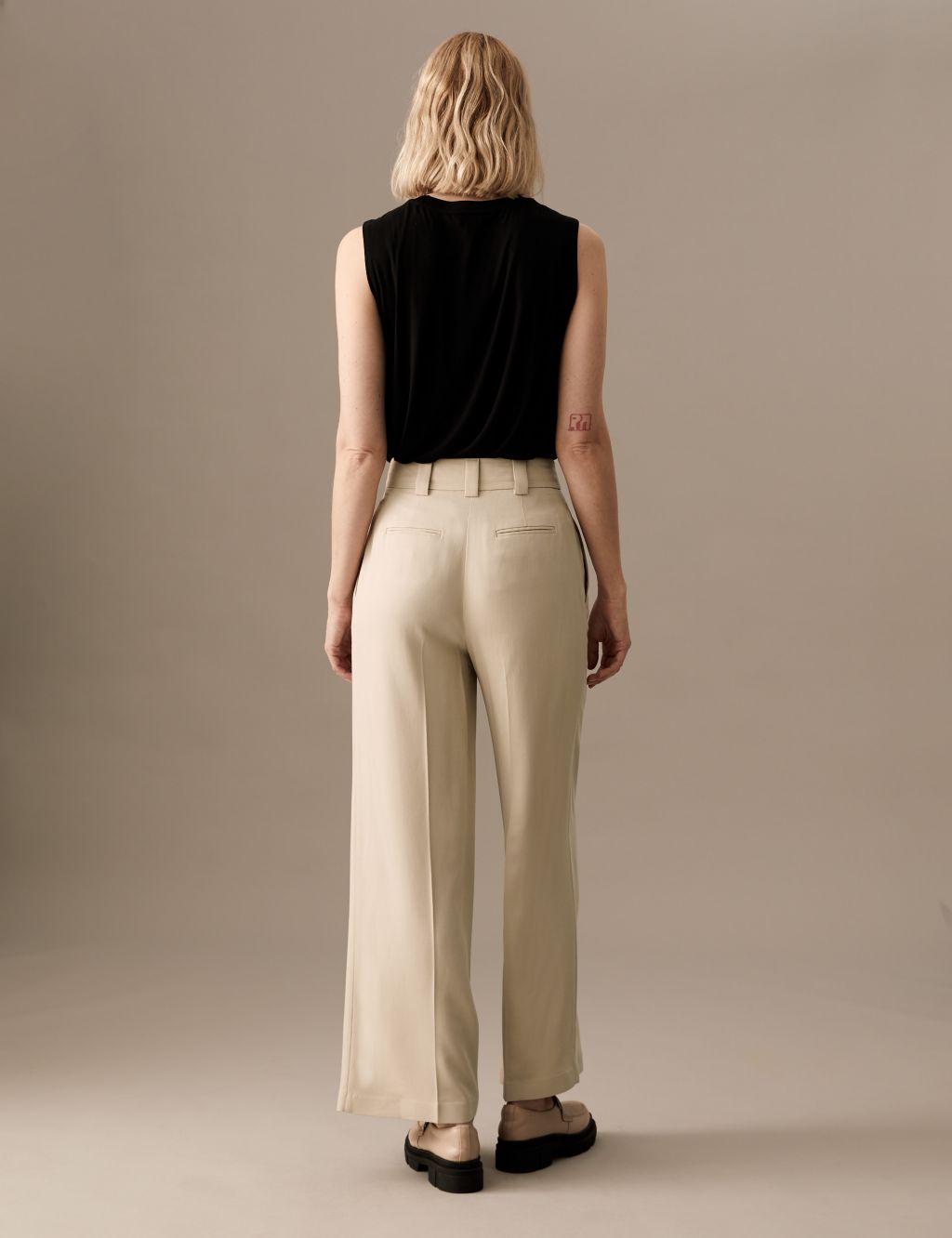 Pleat Front Wide Leg Trousers with Wool image 4