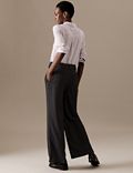 Pleat Front Wide Leg Trousers with Wool