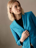 Einreihiger Blazer aus Wollmischung mit Seide