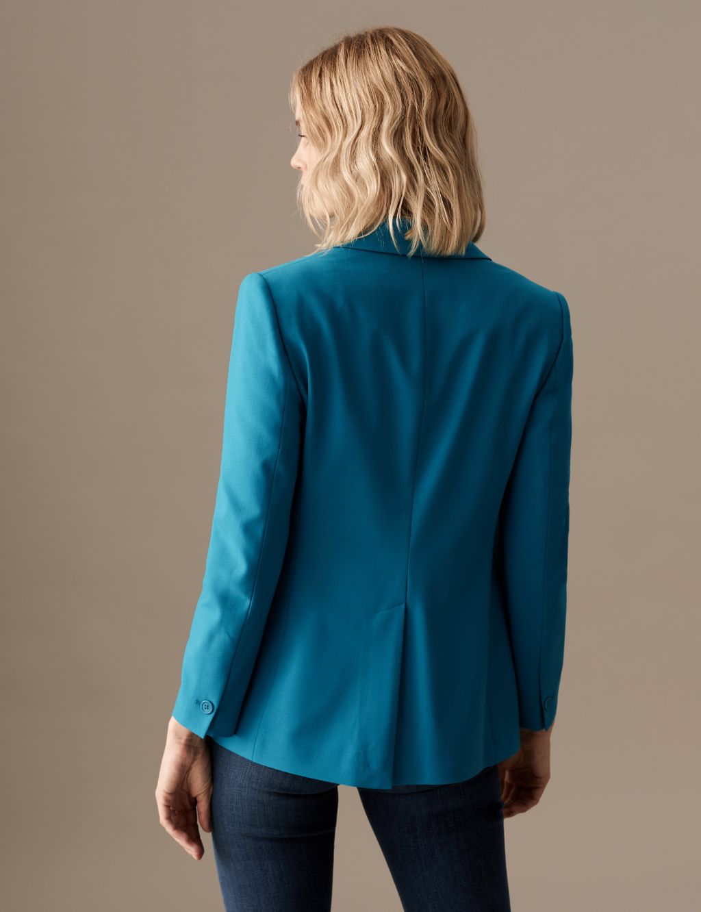 Wool Blend Single Breasted Blazer with Silk image 4