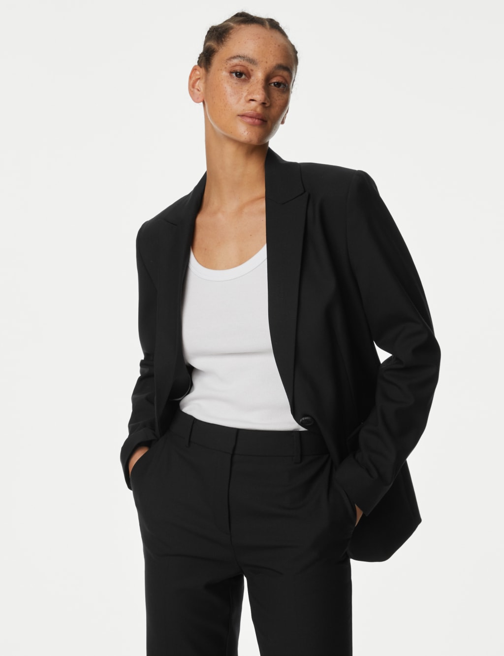 Wool Blend Single Breasted Blazer with Silk image 3