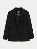 Wool Blend Single Breasted Blazer with Silk