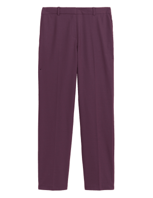 

Womens Autograph Wool Blend Straight Leg Trousers with Silk - Deep Mauve, Deep Mauve