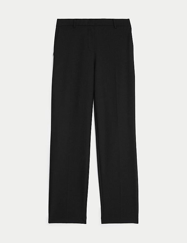 Wool Blend Straight Leg Trousers with Silk - BE