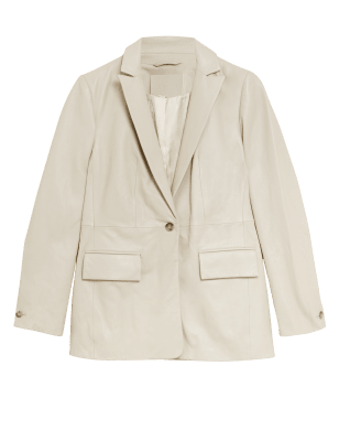 

Womens Autograph Leather Tailored Single Breasted Blazer - Beige, Beige